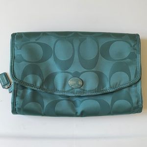 NWOT Coach Teal Makeup Toiletry Hanging Travel Bag